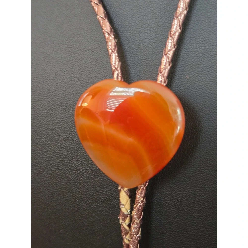 Carnelian Heart Bolo Tie Vintage Southwestern READ